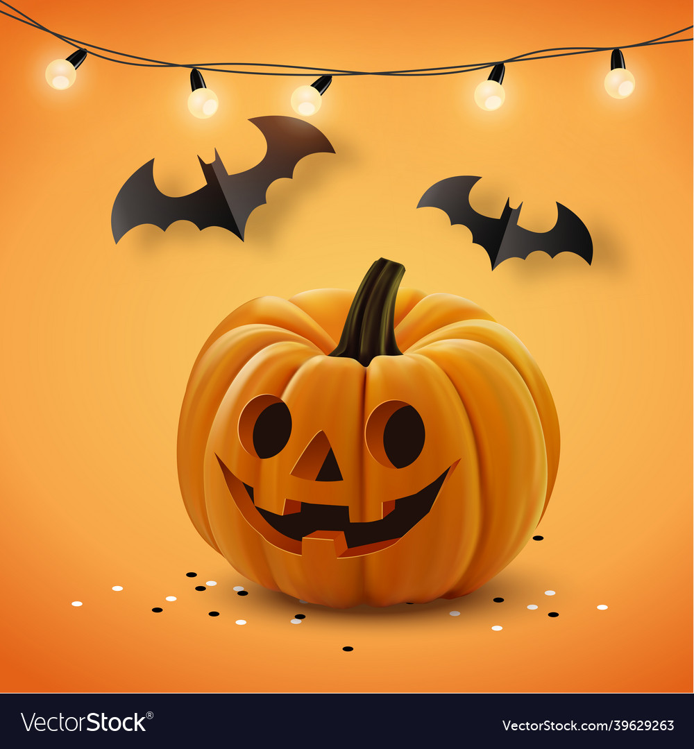 Halloween background with lamps light pumpkin