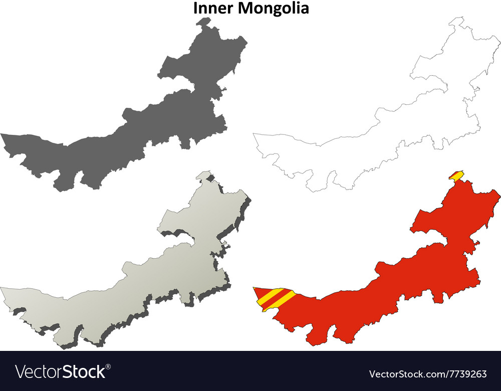 Inner mongolia blank outline map set