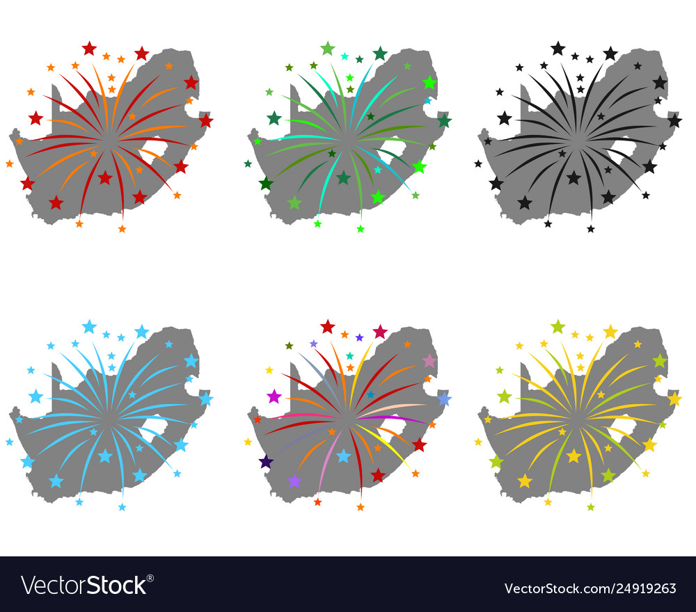 Landkarte Südafrika mit Feuerwerk