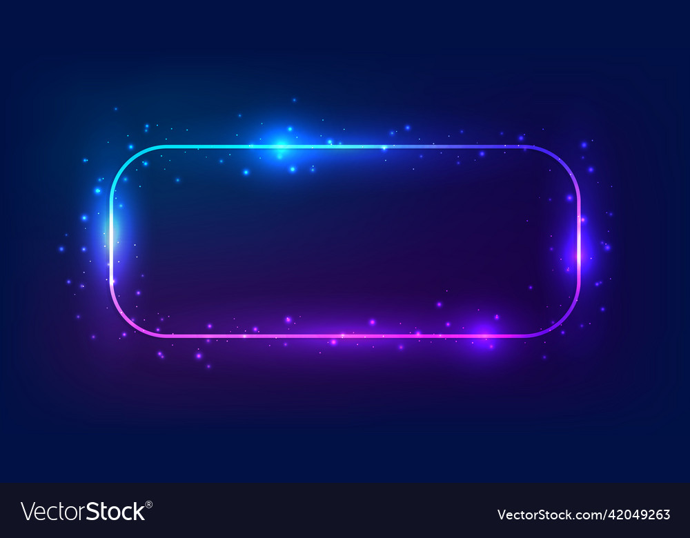 Neon rectangular frame with shining effects Vector Image Neon rectangular frame with shining effects
