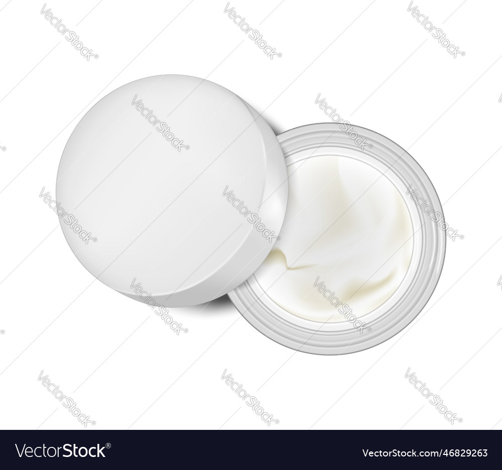 Open round jar of skin care cream top view Vector Image