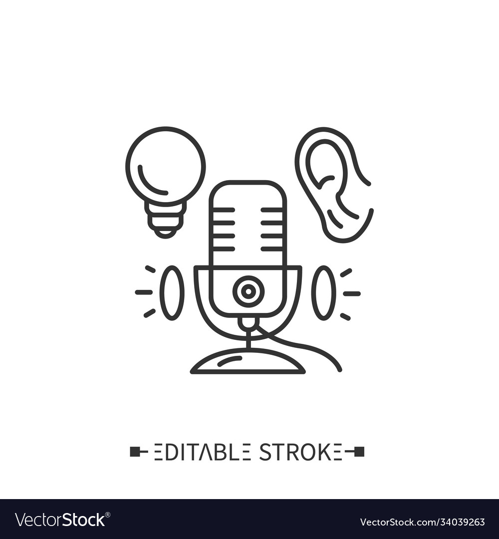 Podcast uniqueness line icon searching new format vector image Podcast uniqueness line icon searching new format