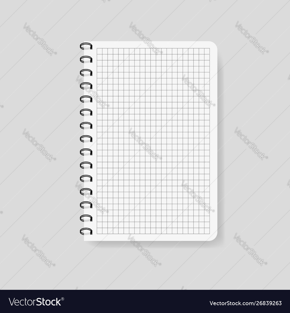 Realistic checked notebook in mockup style blank vector image Realistic checked notebook in mockup style blank