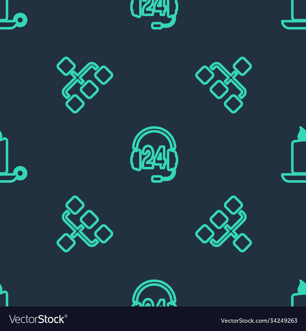 Set line headphone for support hierarchy vector image Set line headphone for support hierarchy