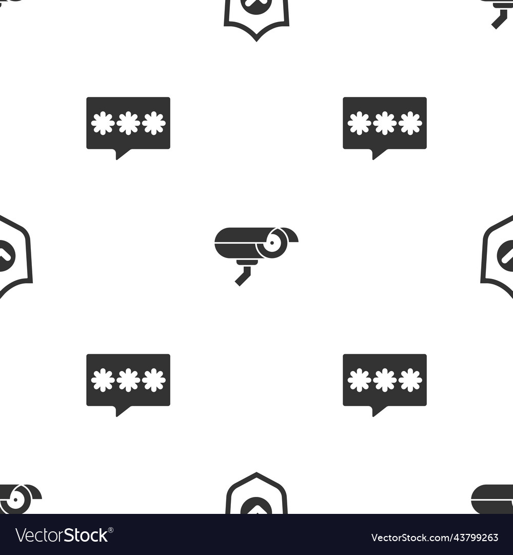 Set shield with check mark security camera vector image Set shield with check mark security camera