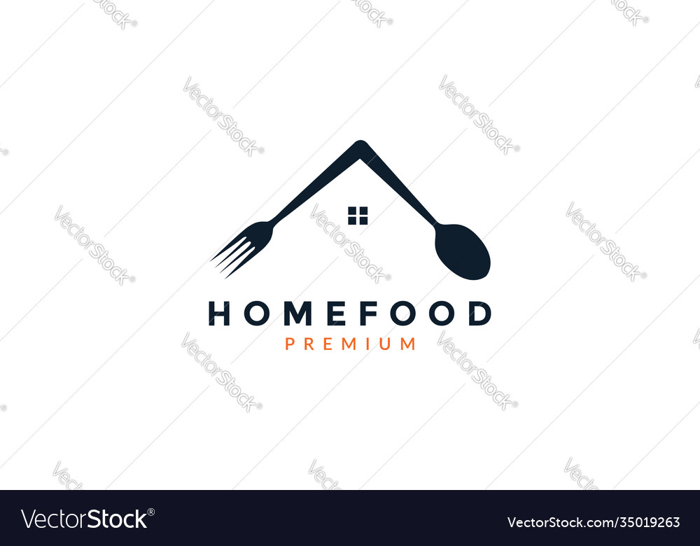 Spoon and fork with roof home house logo icon