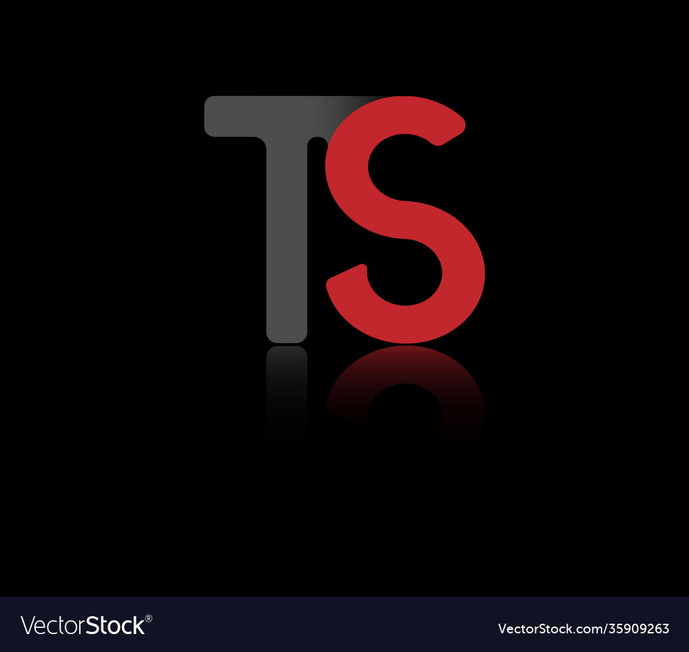 Stylized lowercase letters t and s in red vector image Stylized lowercase letters t and s in red
