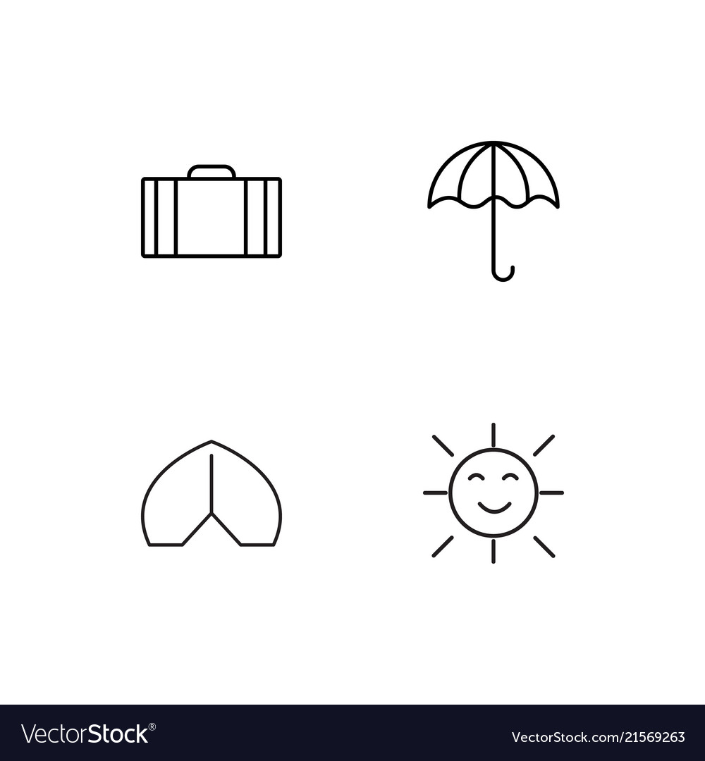 Summer linear icons set simple outline