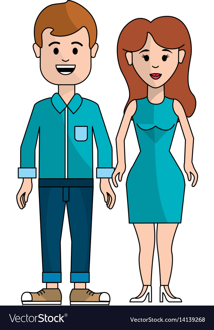 Couple man and woman with long hair Royalty Free Vector