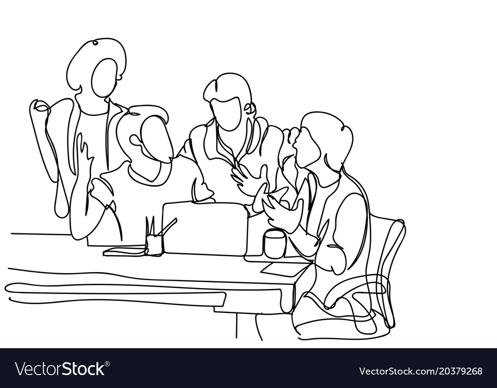 Creative Team Brainstorming Doodle Business Men Vector Image