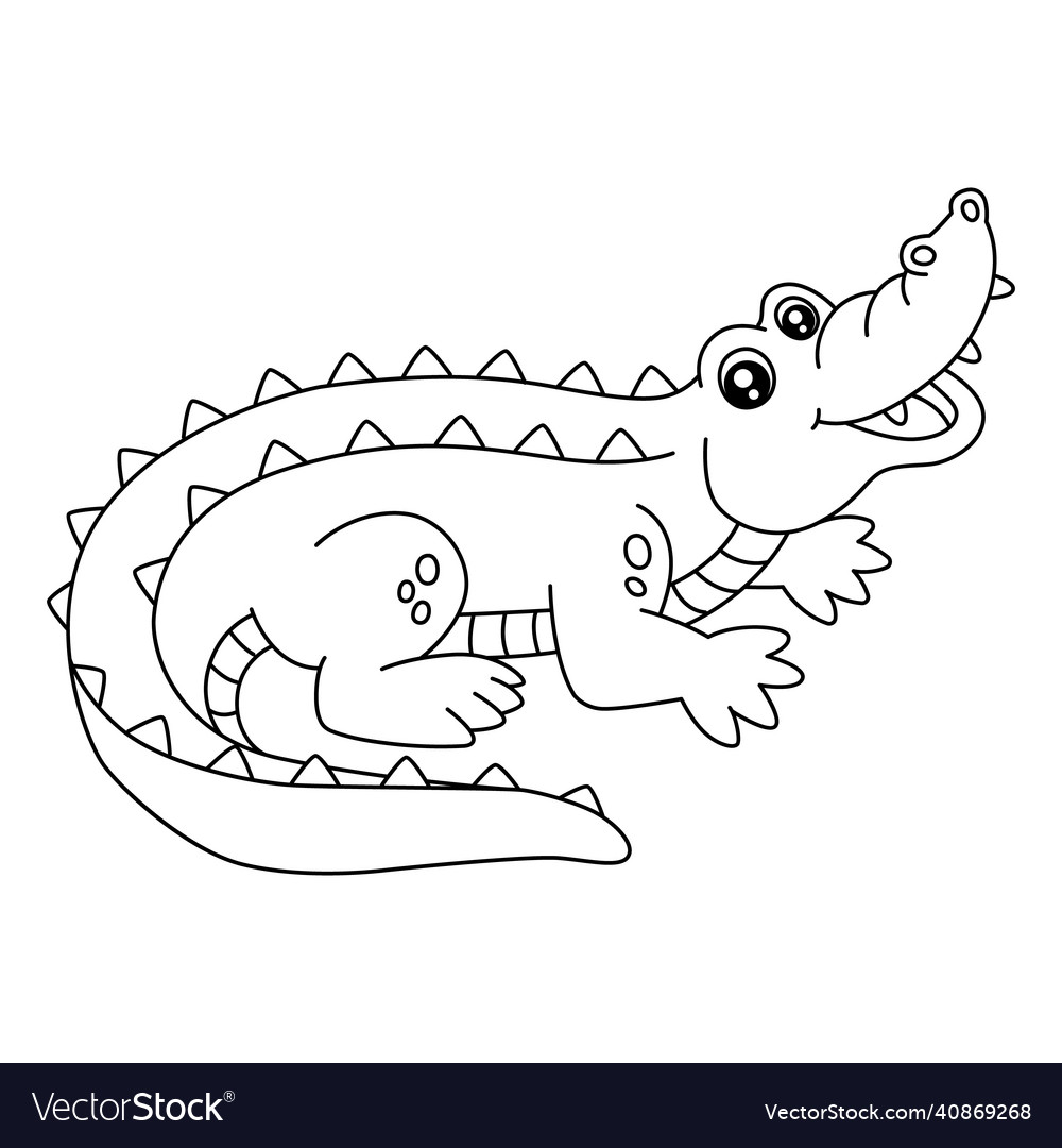 Crocodile coloring page isolated for kids Vector Image