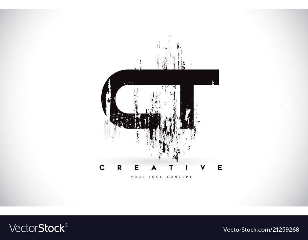 Ct c t grunge Pinsel Buchstaben Logo Design in schwarz