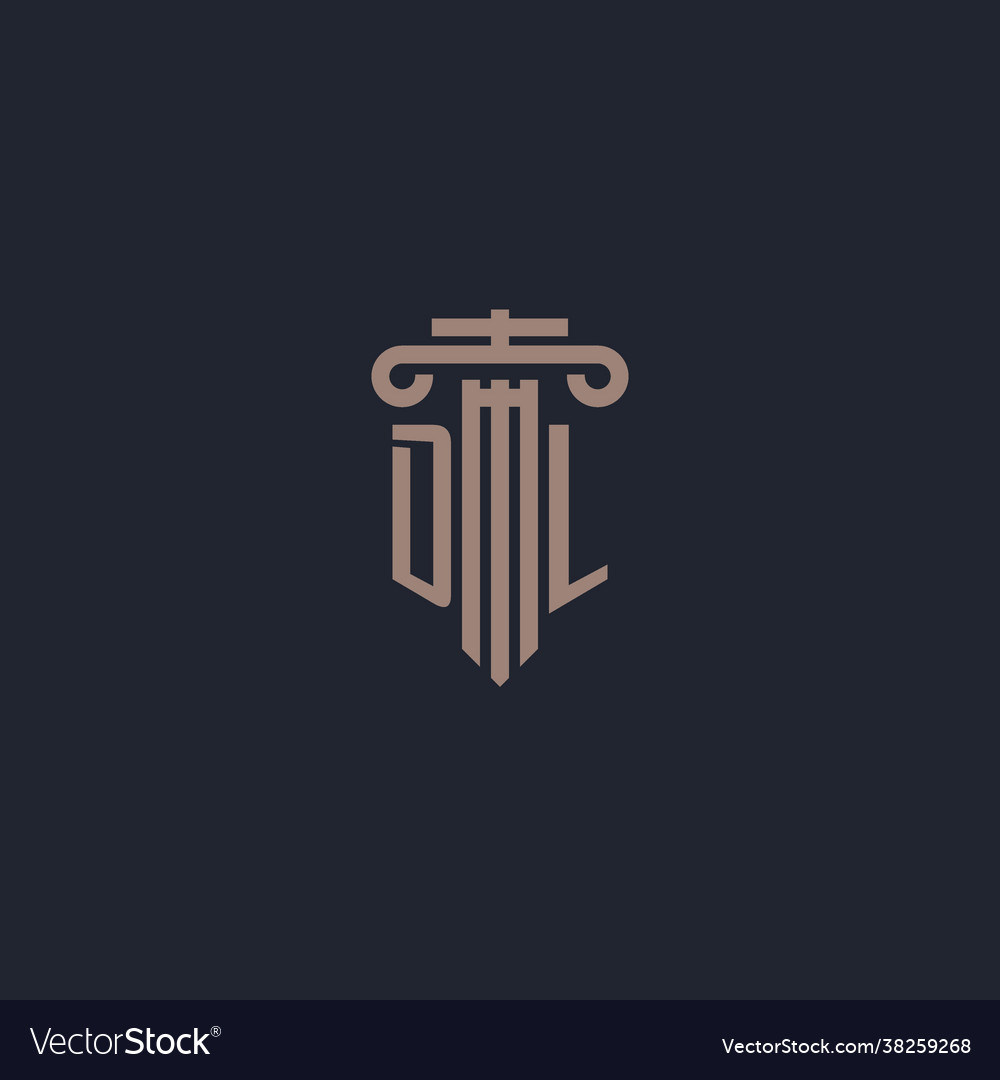 Dl initial logo monogram with pillar style design vector image Dl initial logo monogram with pillar style design