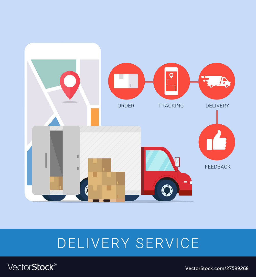 Fast delivery service design concept mobile app vector image Fast delivery service design concept mobile app