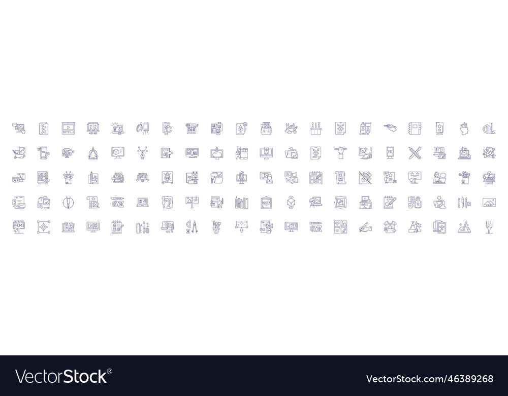 Graphic design line icons signs set