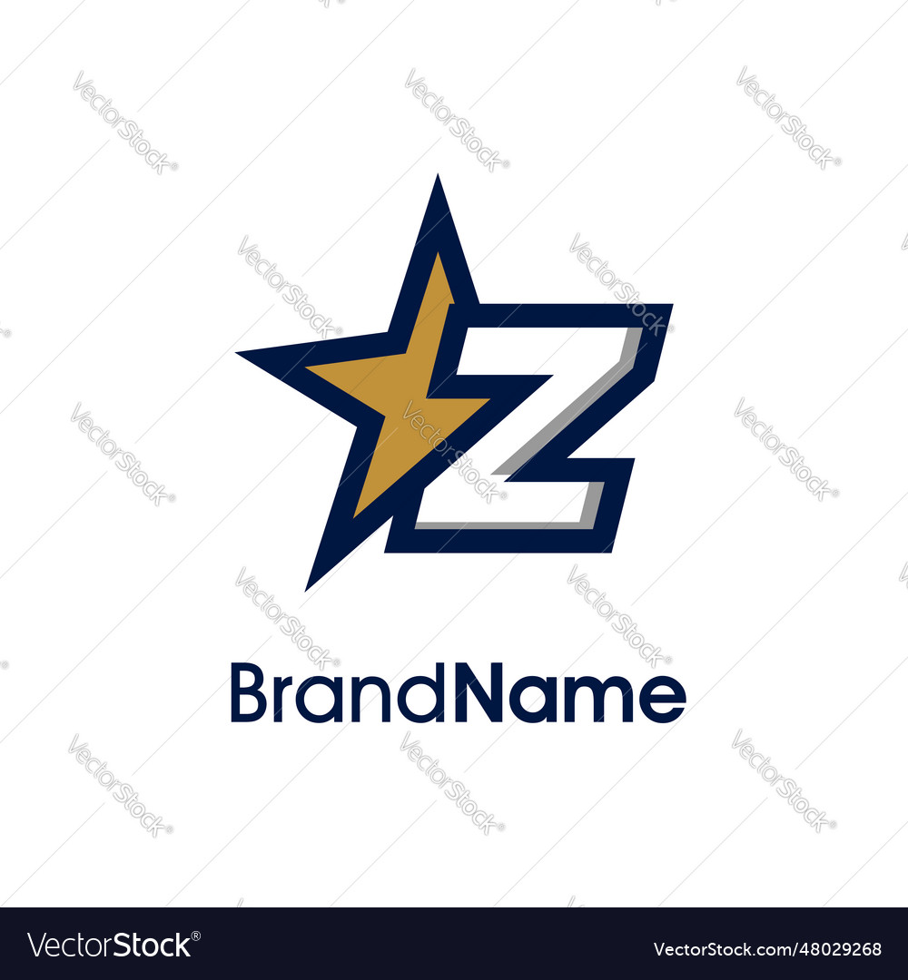 Initial z gold star logo Royalty Free Vector Image