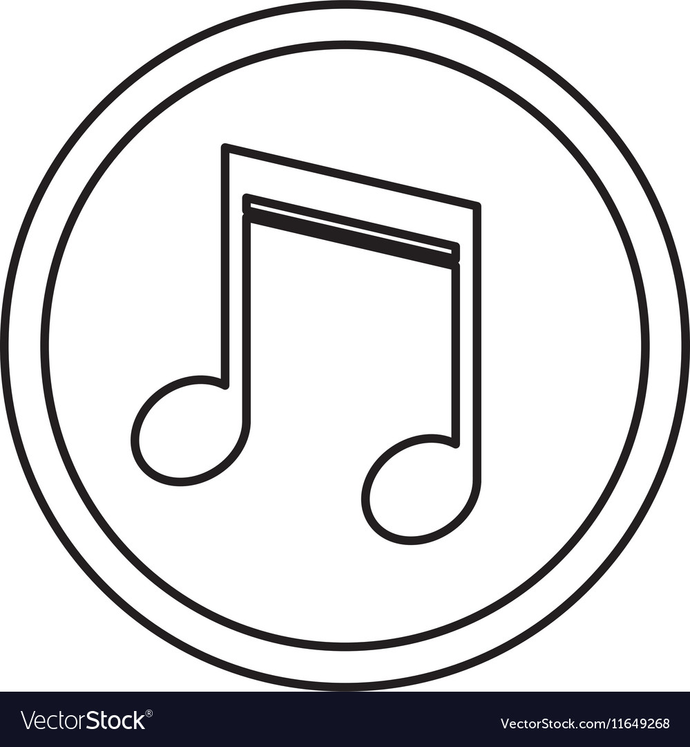 Isolated music note inside button design
