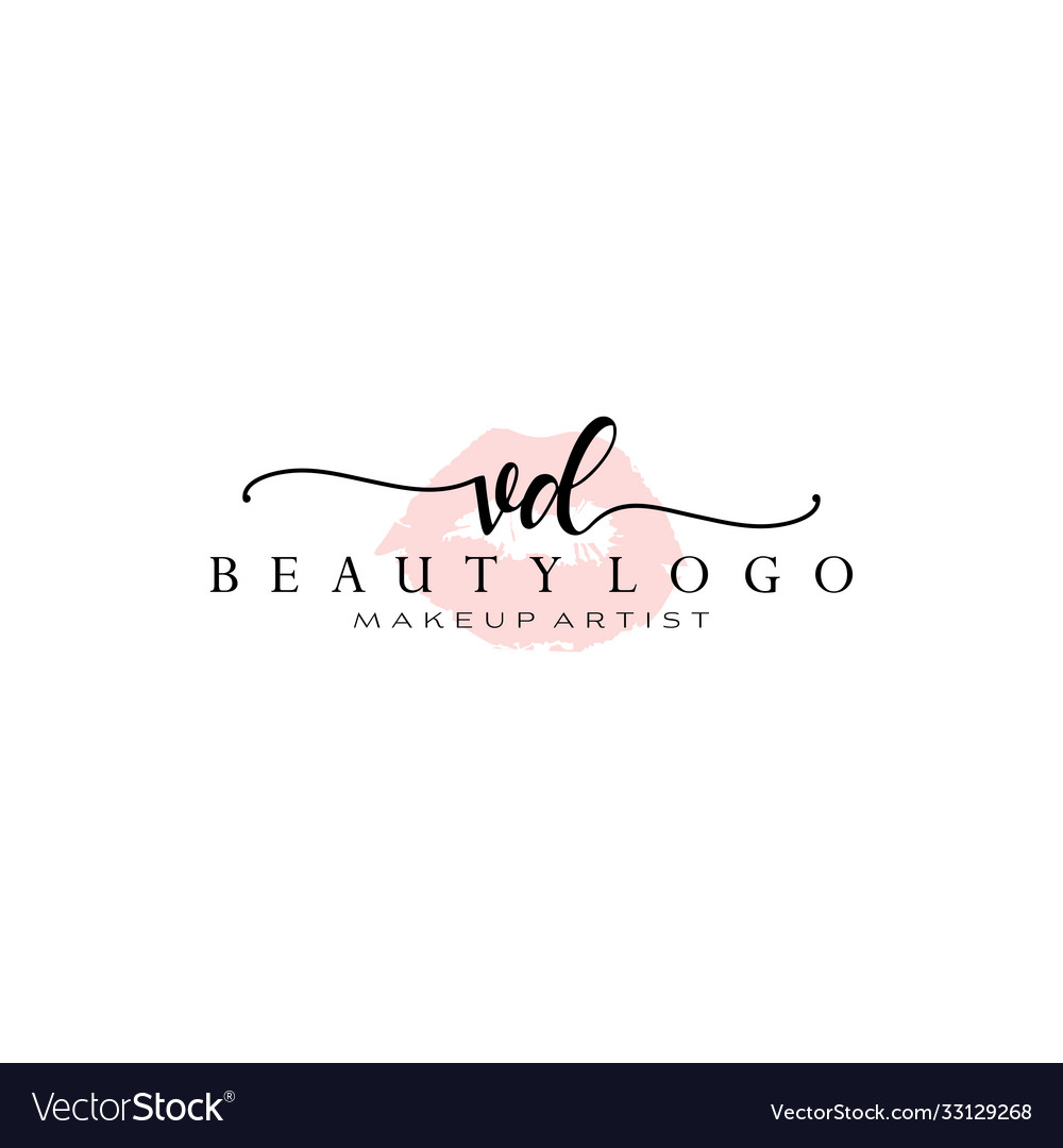 Letter vd watercolor lips premade logo design Vector Image