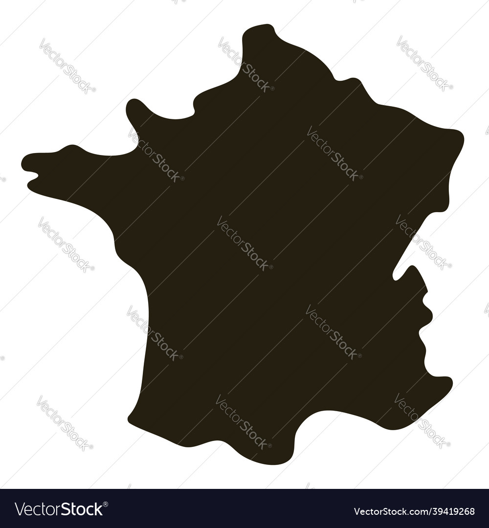 Map of france solid simple silhouette Royalty Free Vector