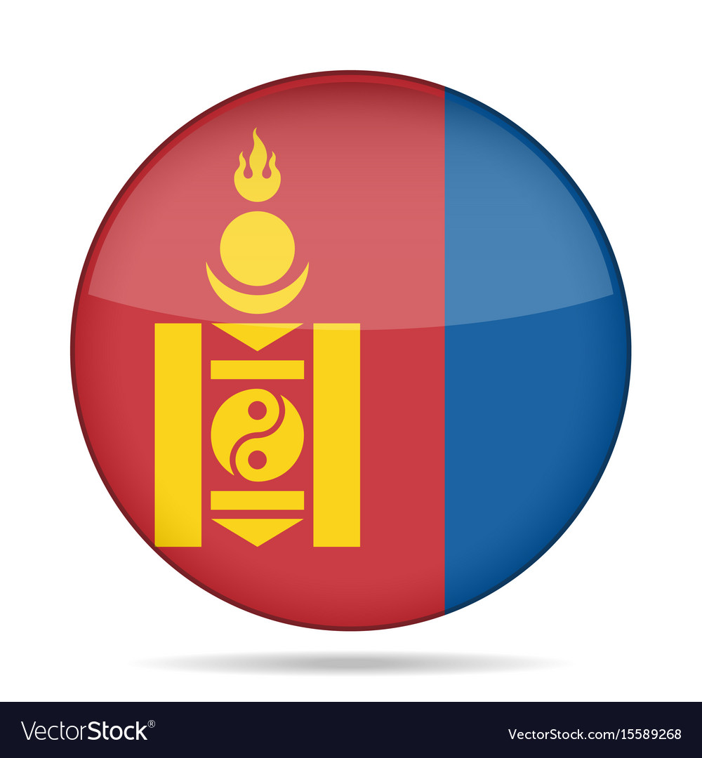 Mongolian Flag Round Button
