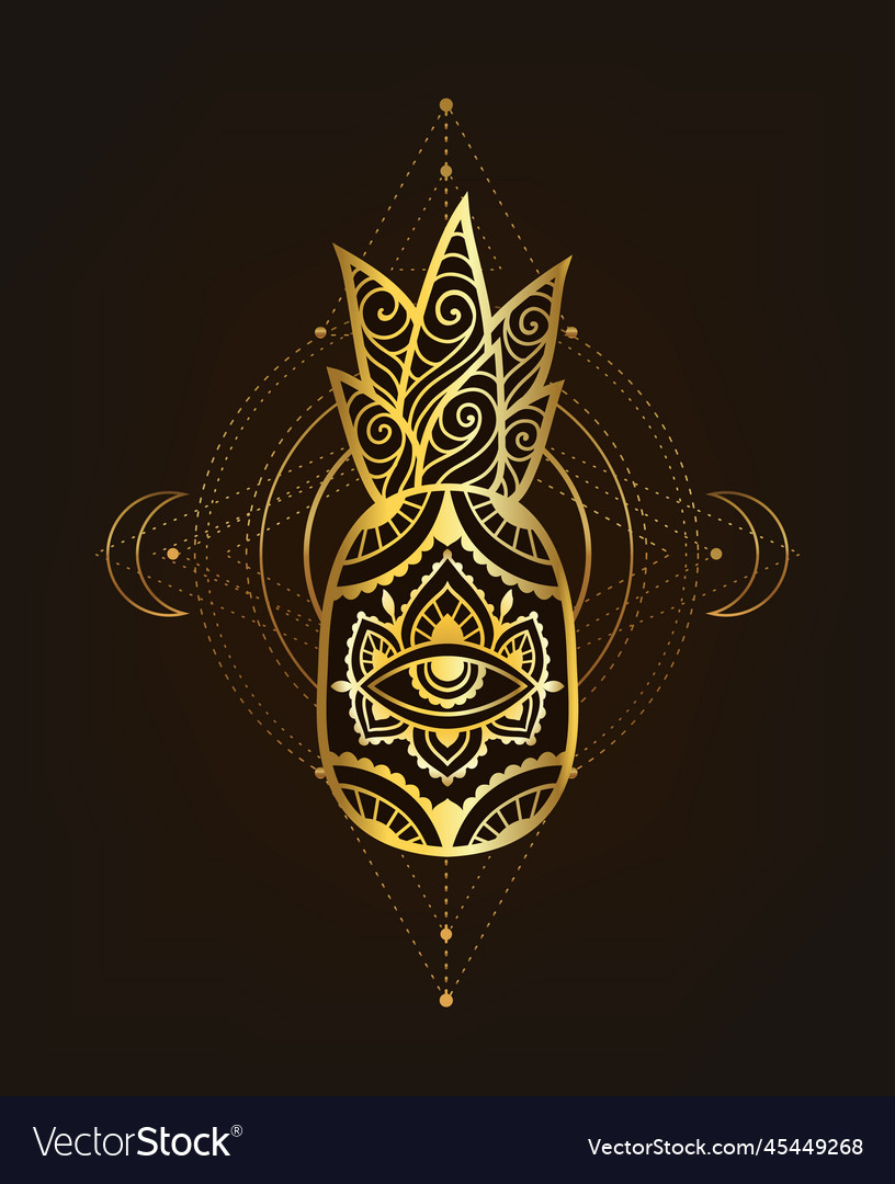 Pineapple doodle exotic icon Vector Image Pineapple doodle exotic icon