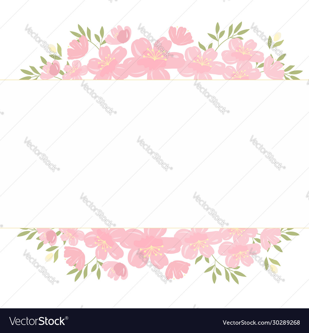 Pink cherry blossom flowers tag with copy space Vector Image