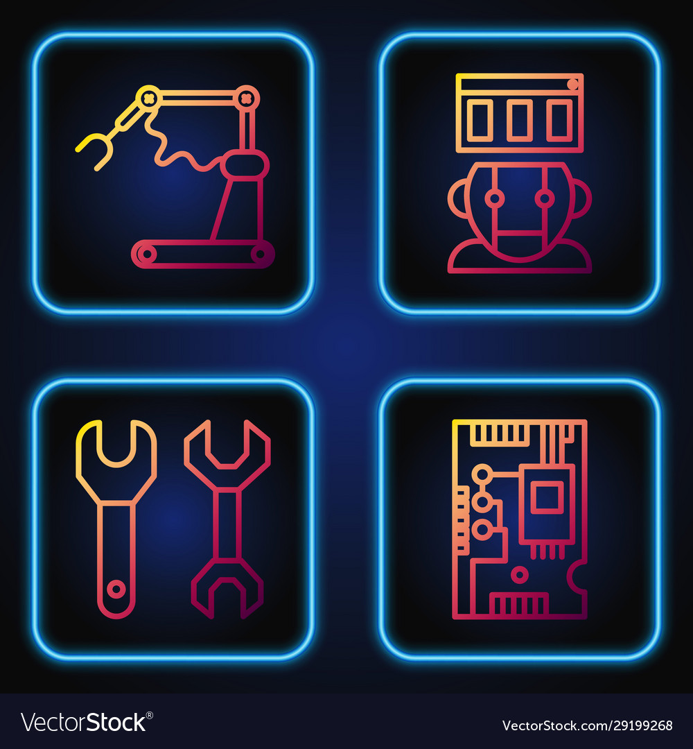 Set line electronic computer components vector image Set line electronic computer components