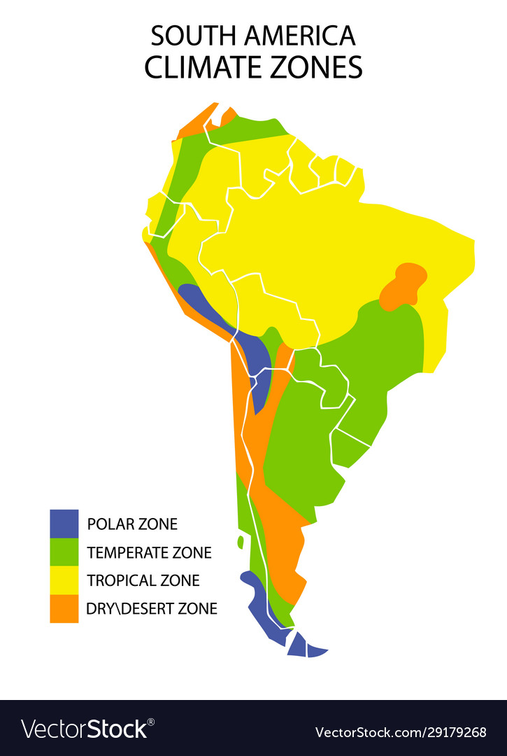 south america climate map South America Climate Zones Map Geographic Vector Image south america climate map