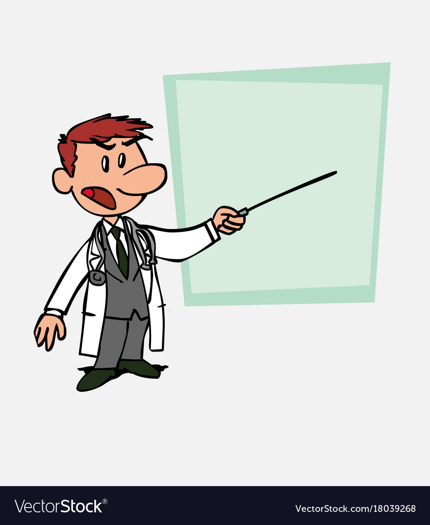 White doctor points out angry with a pointer