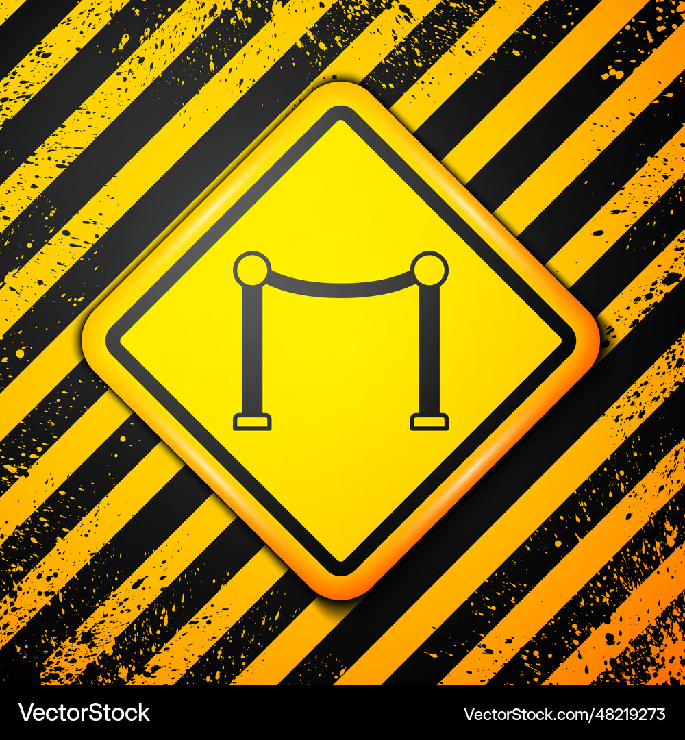 Black rope barrier icon isolated on yellow Vector Image