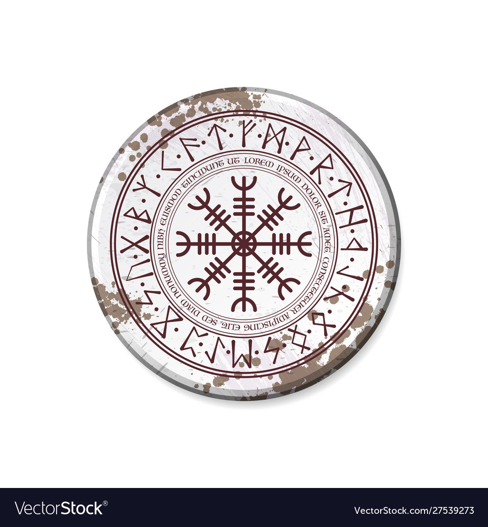 Circle nameplate with runic symbol Royalty Free Vector Image