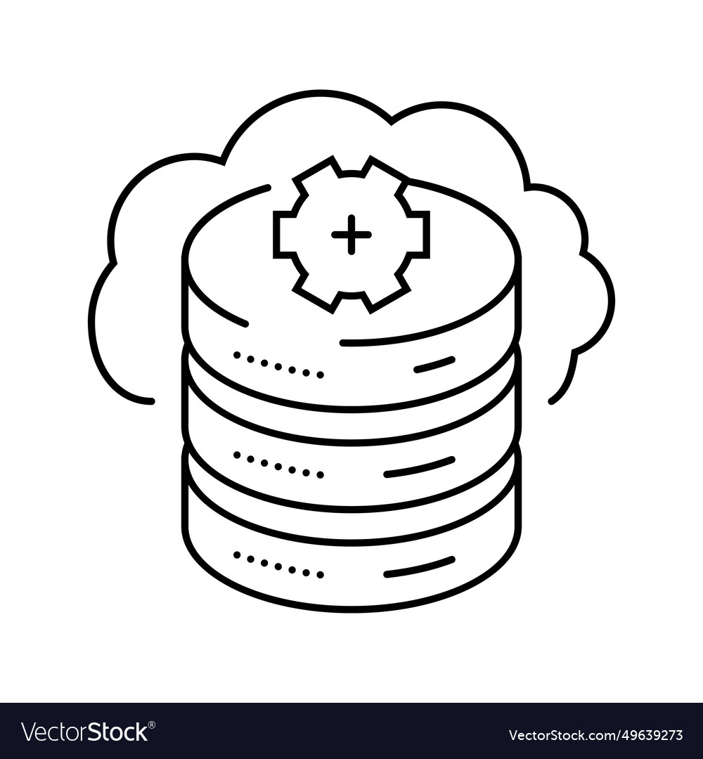 Cloud database line icon vector image Cloud database line icon