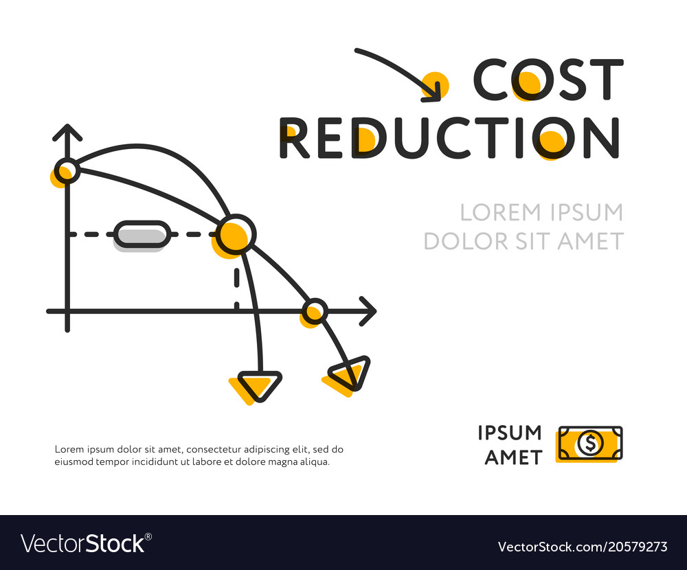 Cost Reduction Chart with Lowering Arrows