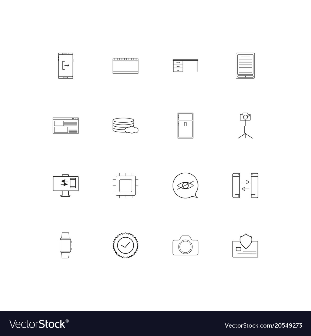 Devices simple linear icons set outlined