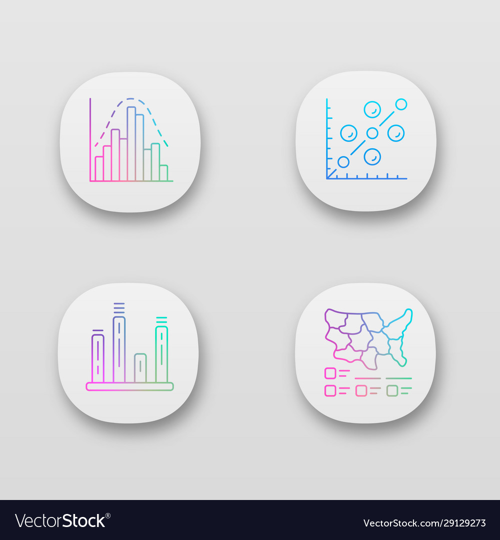 Diagramme App-Symbole setzen Histogramm-Bar-Diagramm vector image Diagramme App-Symbole setzen Histogramm-Bar-Diagramm