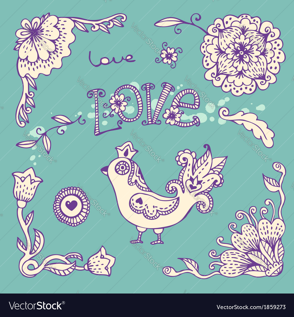 Flowers and bird Royalty Free Vector Image - VectorStock