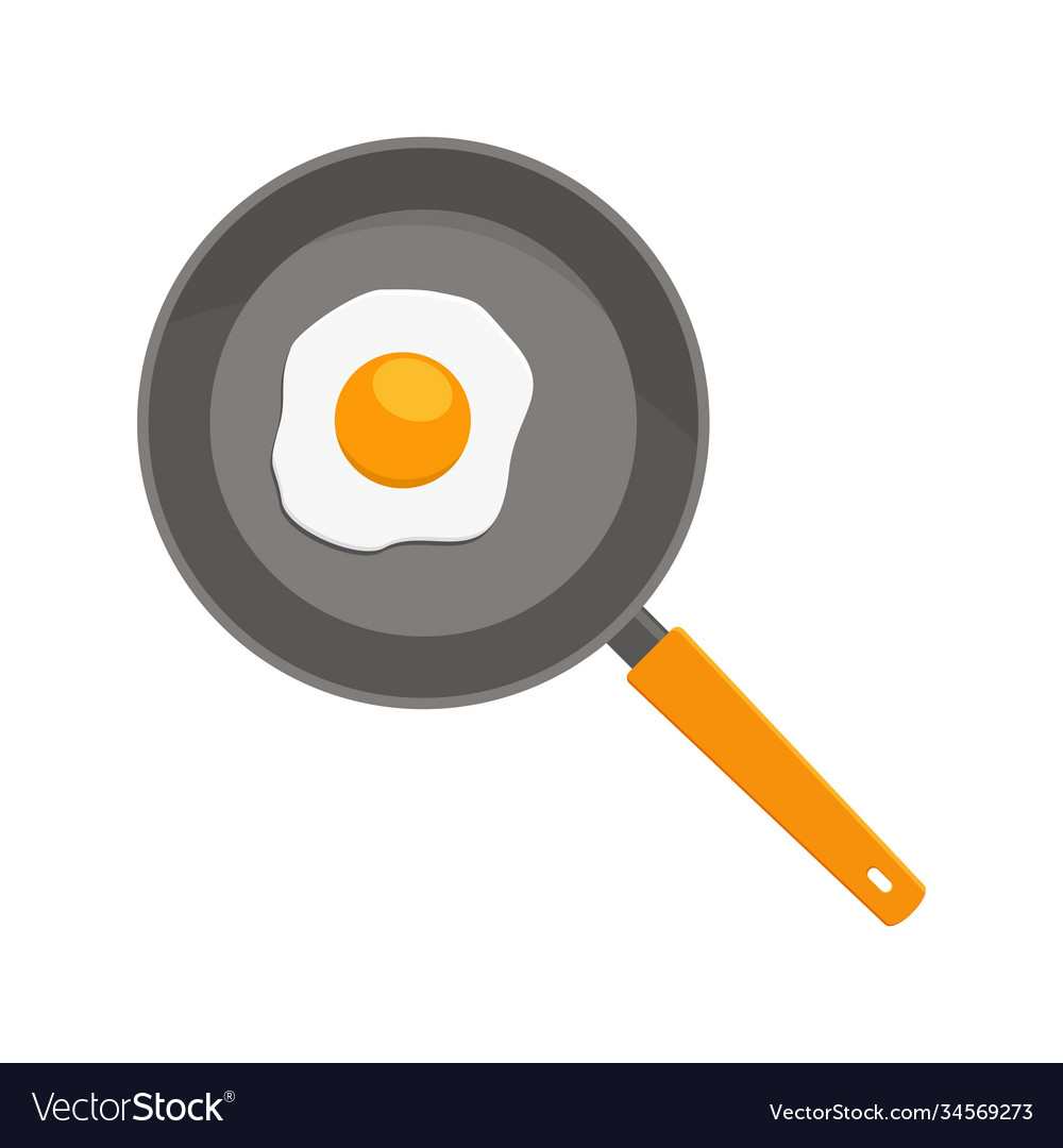 Fried egg on pan breakfast icon scrambled lunch