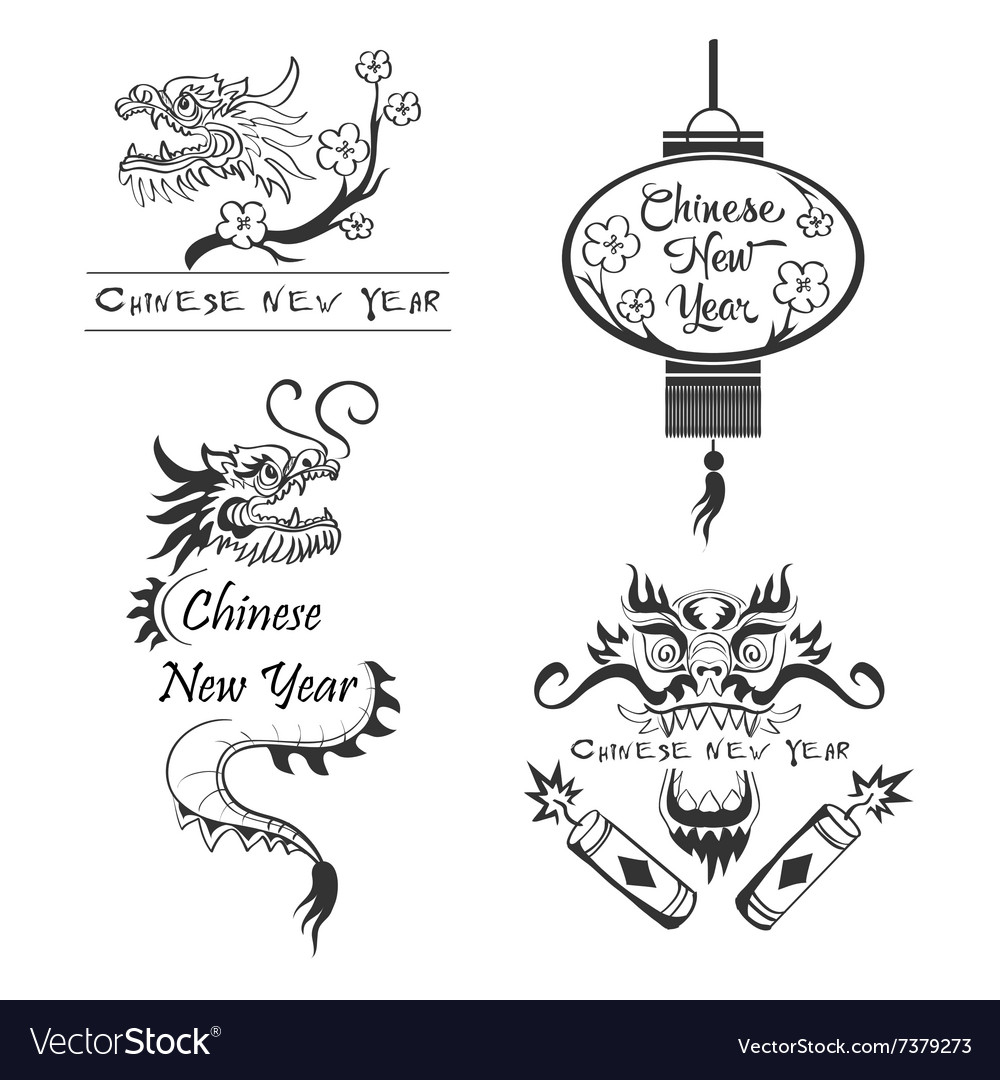 happy new year 2016 chinese symbols vector image