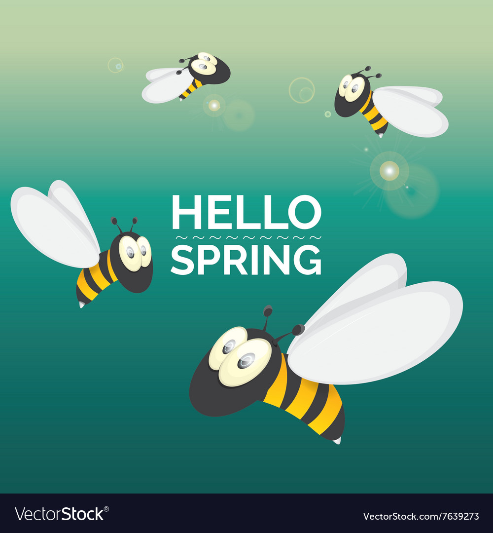 Hallo Frühling Cartoon niedlich helle Baby Bienen-Symbol