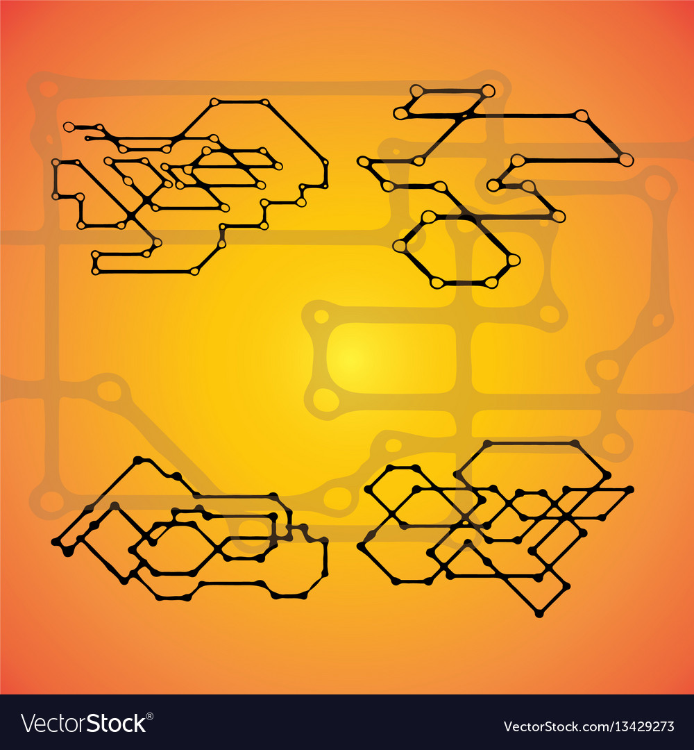 Set of 4 mechanical schemes engineering Vector Image Set of 4 mechanical schemes engineering