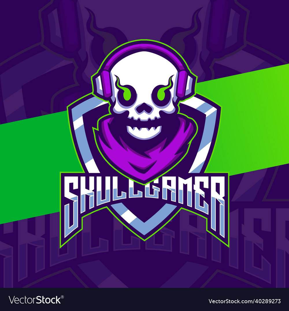 Skull gamer mascot esport logo design character Vector Image