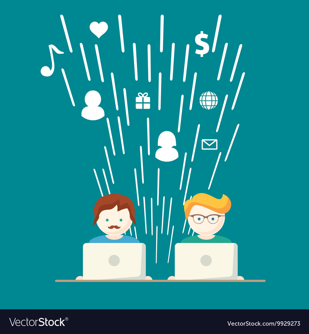 Social media network people with computers Vector Image