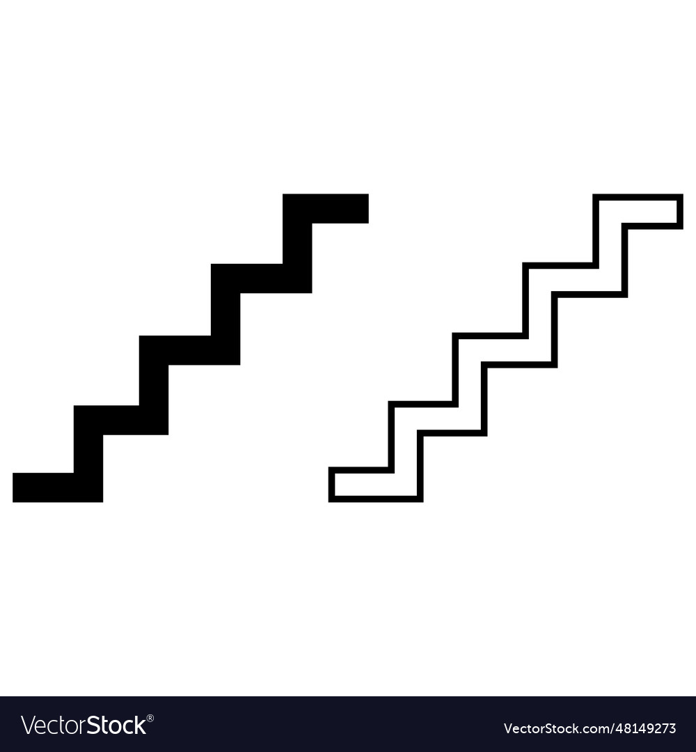 Stairs icon set in two styles isolated Vector Image Stairs icon set in two styles isolated