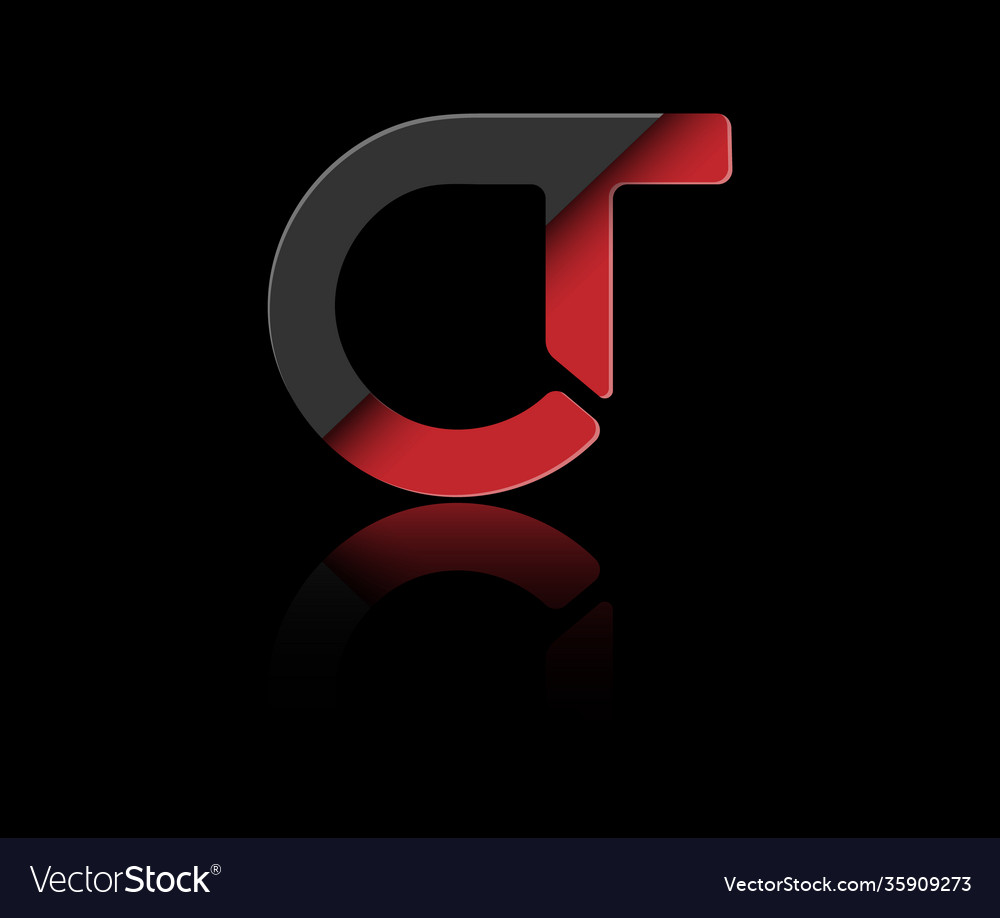 Stylized lowercase letters c and t in red vector image Stylized lowercase letters c and t in red