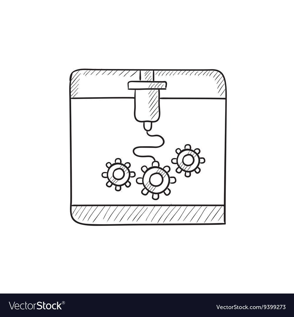 Tree d printing sketch icon