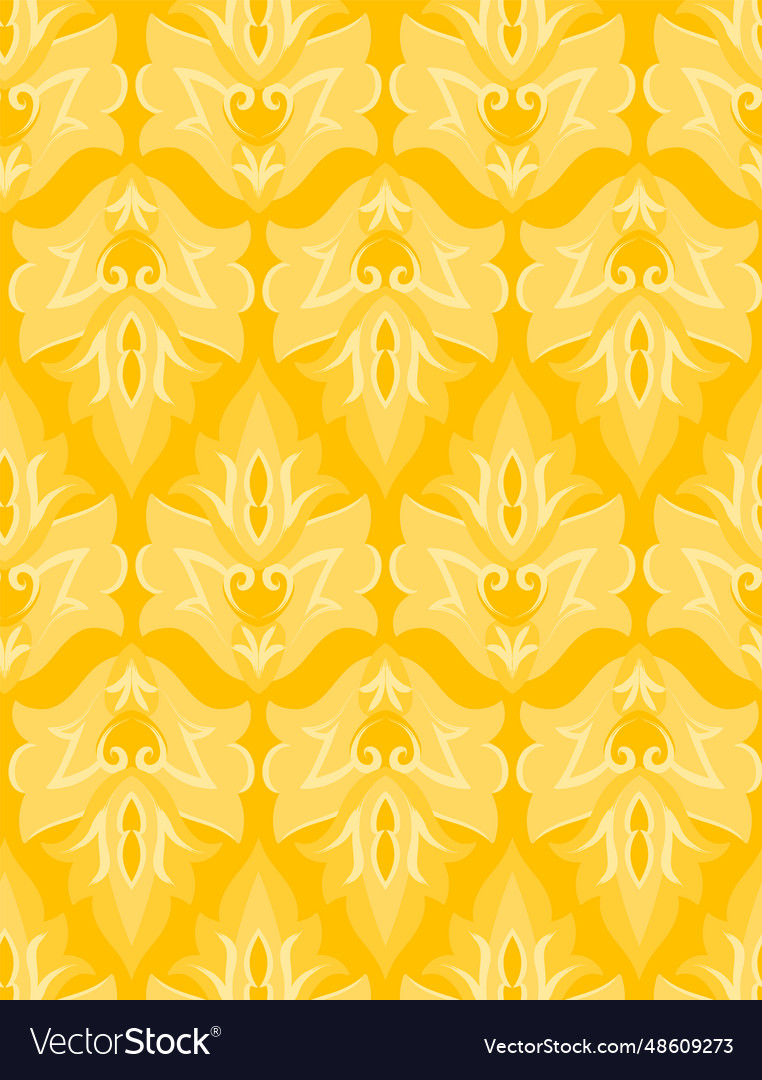 Yellow damask simple pattern vector image Yellow damask simple pattern