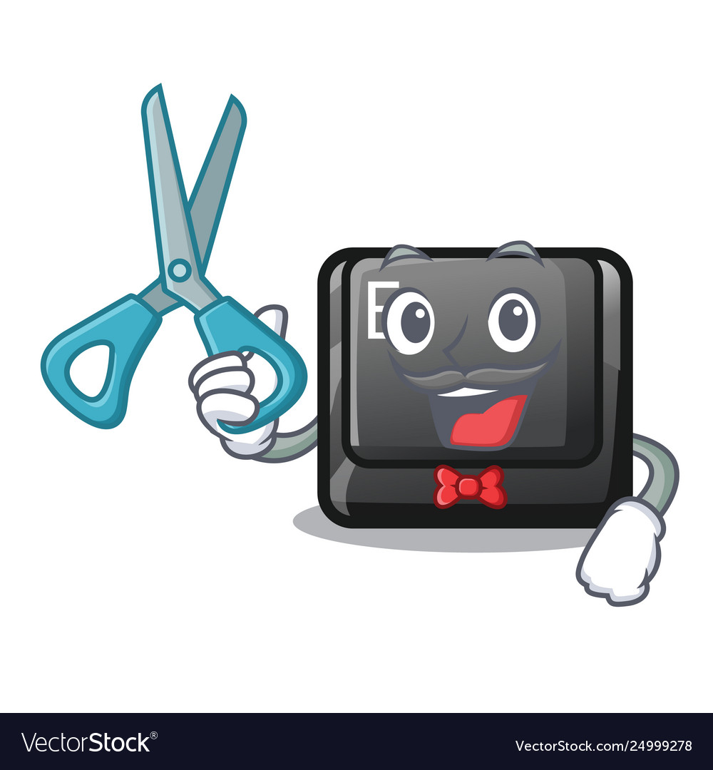 Barber button e isolated with character vector image Barber button e isolated with character