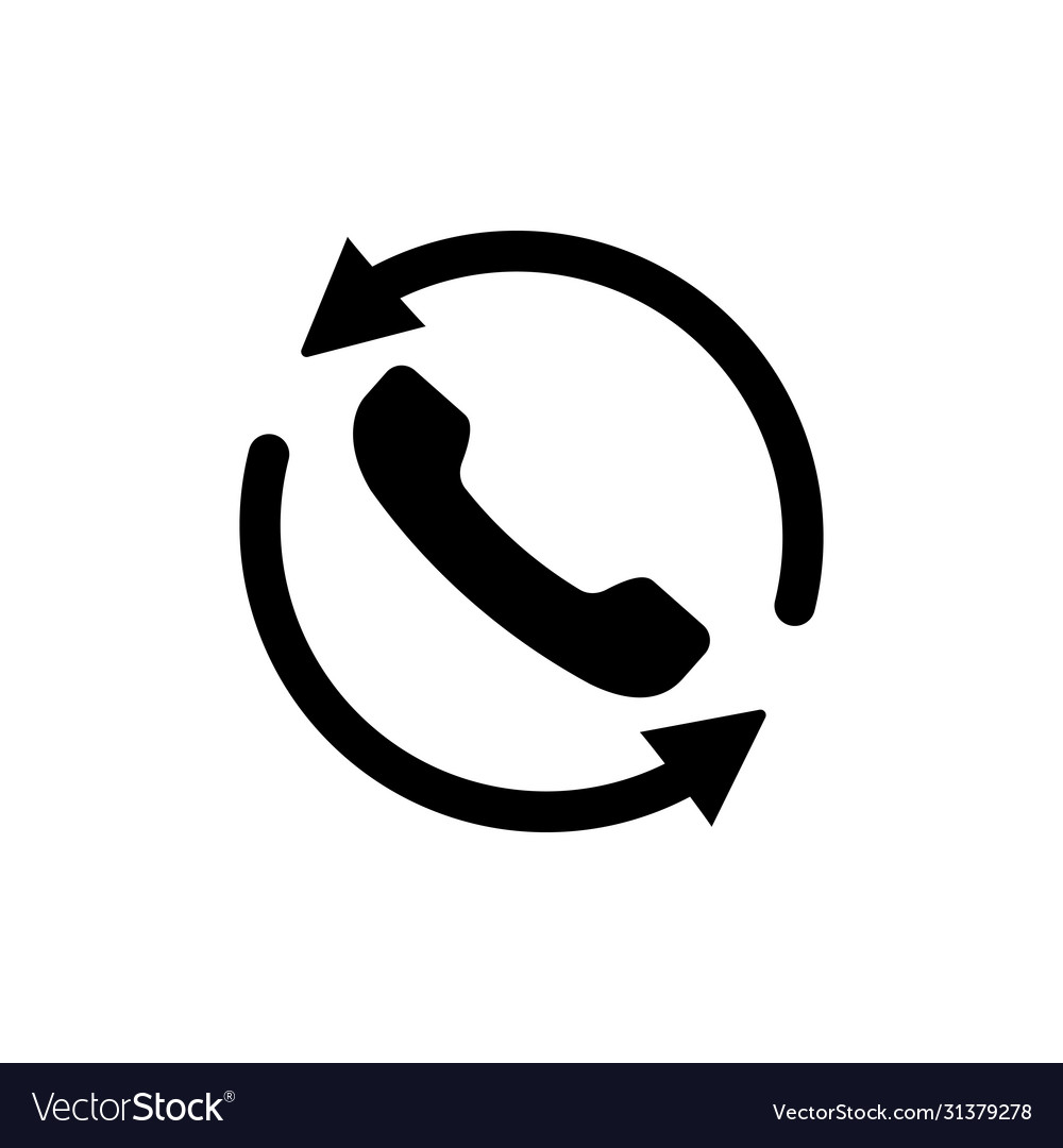 Call icon surrounded with arrow on an isolated