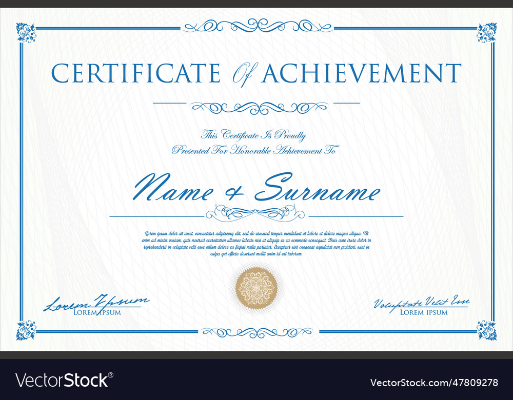 Certificate or diploma retro design template Vector Image