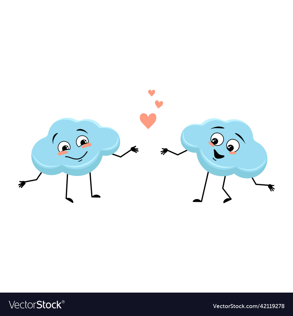 Cute cloud character with love emotions